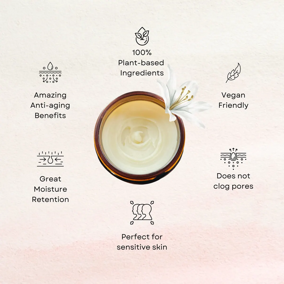 Healing Salve benefits: 100% plant-based, vegan, anti-aging, moisture retention, non-comedogenic, gentle for sensitive skin