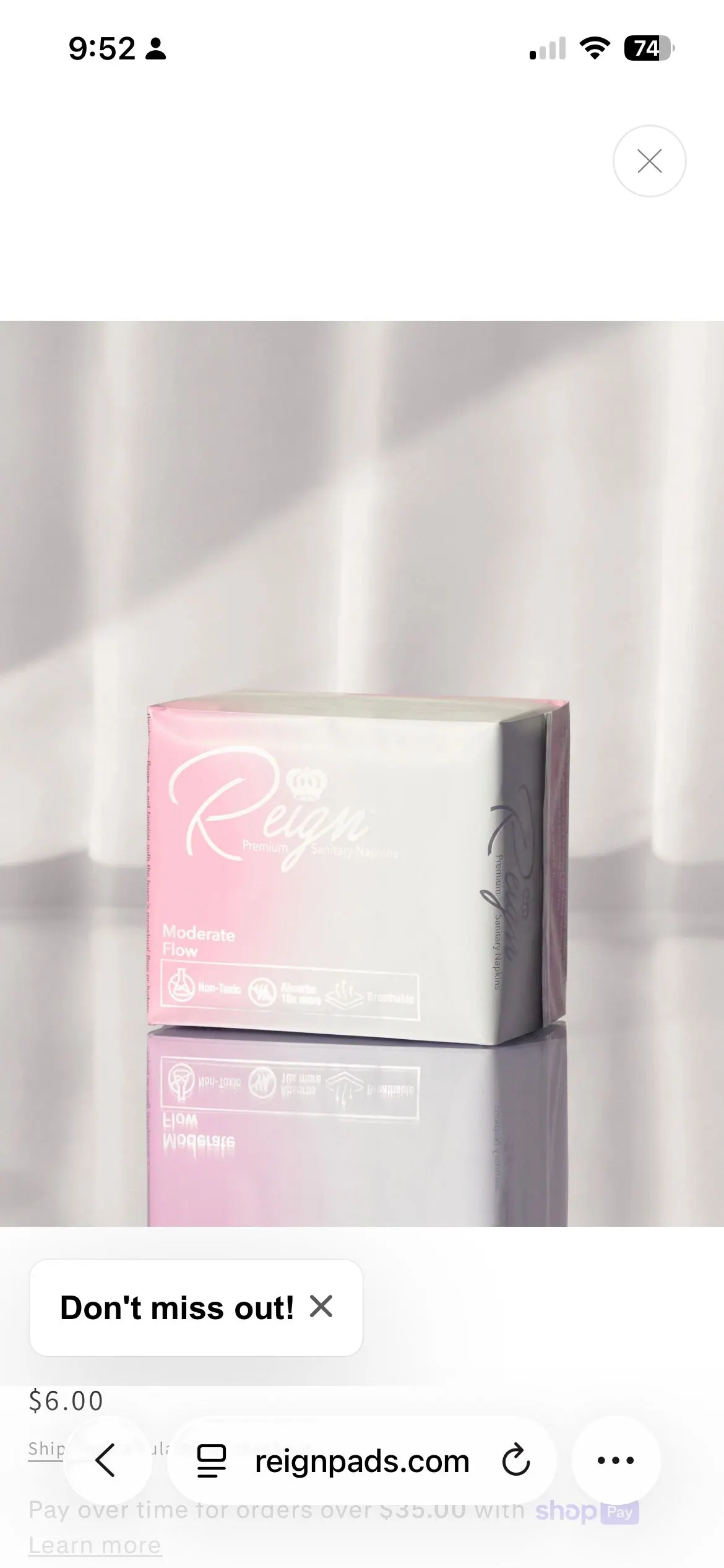 Reign Premium Plant-Based Sanitary Napkins — image 8